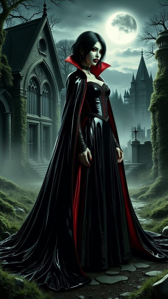Gothic Asian Vampire in Dark Fantasy Aesthetic