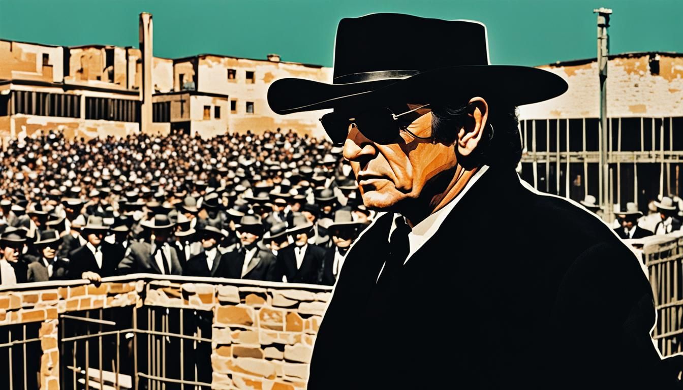 Johnny Cash at Folsom Prison in Abstract Art Style