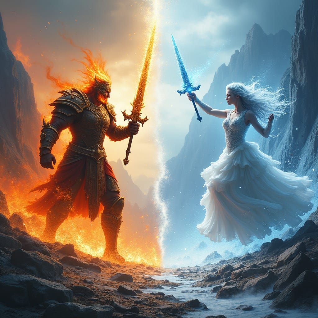 Epic Battle: Fire Warrior vs Ice Queen