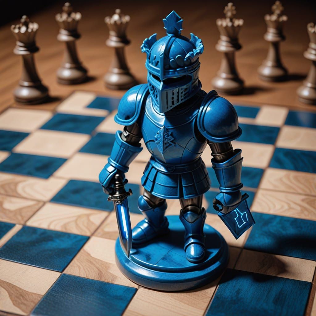 Chess Knight with Blue Energy Sword