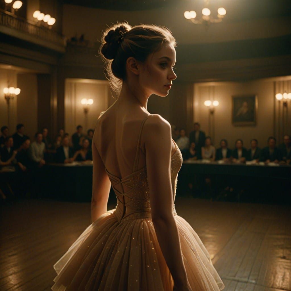 Ethereal Ballerina on a Dramatic Stage