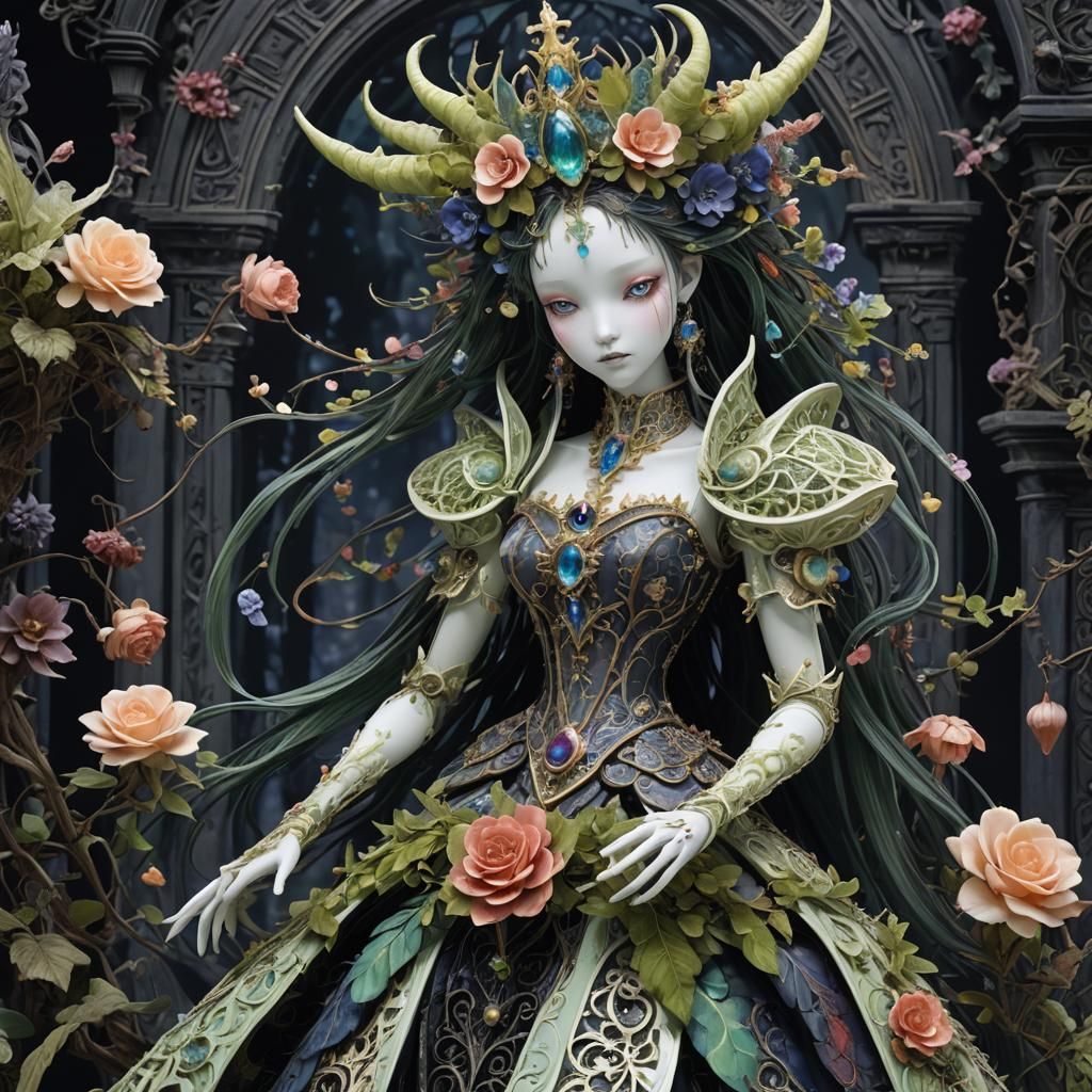 Ethereal Porcelain Princess with Eldritch Filigree