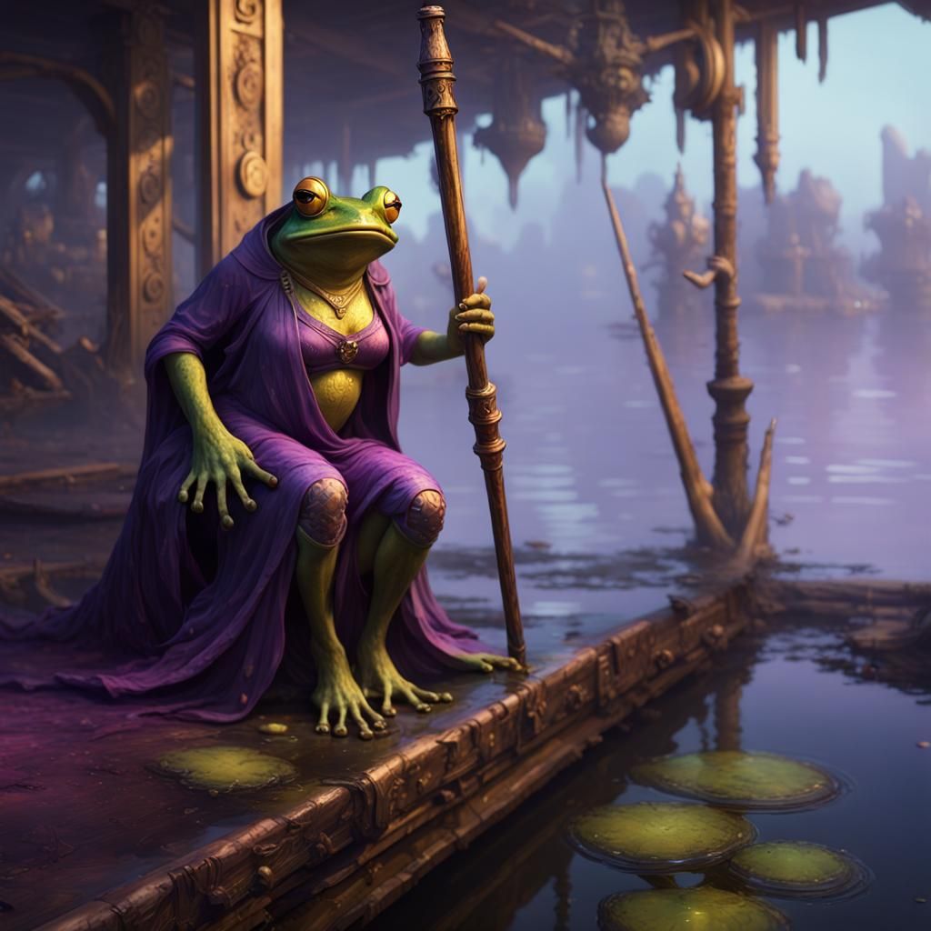 Frog Woman in Dark Fantasy Style