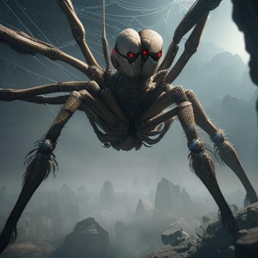 Sci-Fi Character Trapped in Spider Web