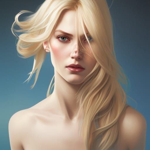 Blonde Girl Portrait in Hyperdetailed Art Style