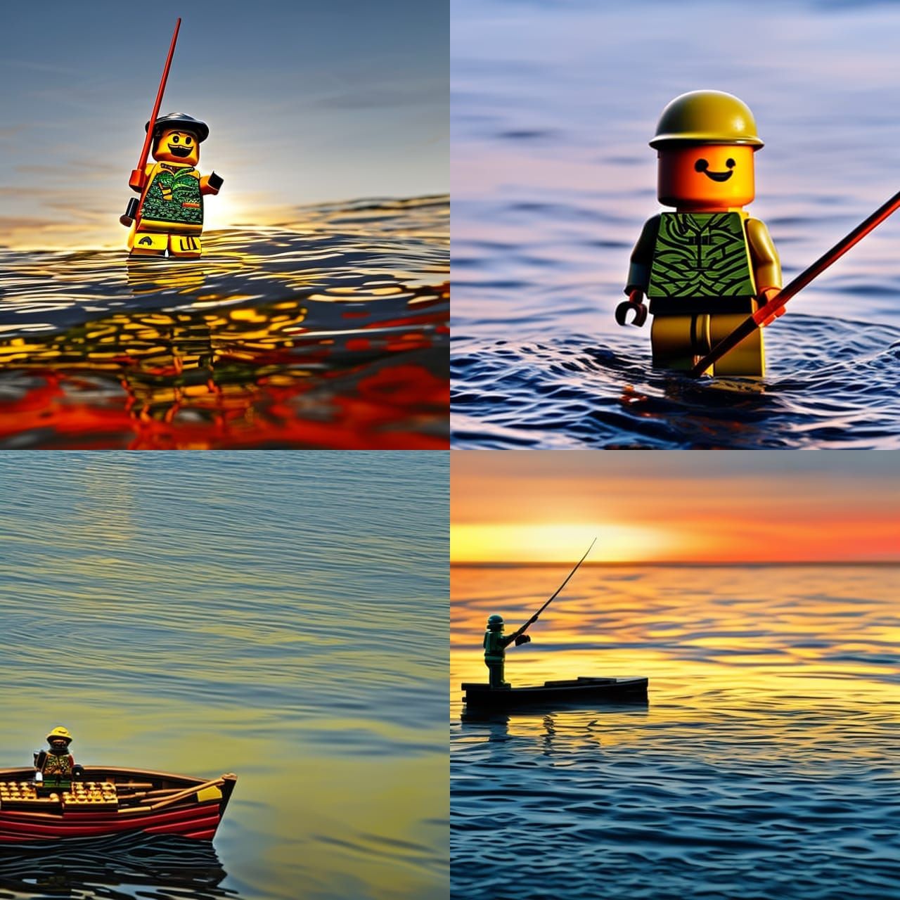 Lego Minifig Fishing at Sunset: Splash Art