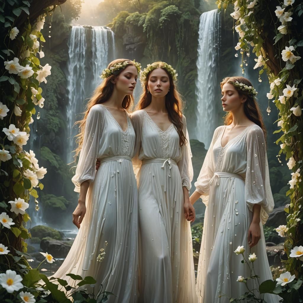 Heavenly Waterfall Scene in Ornate Fantasy Style