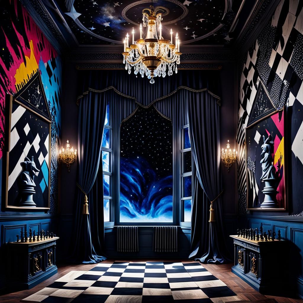 Ornate Room in German Expressionism Style