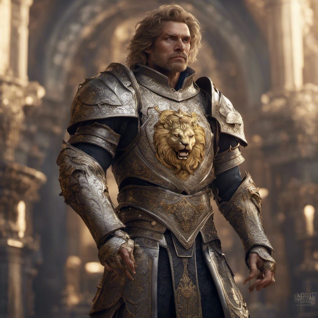Platinum Armored King with Gold Lion Insignia
