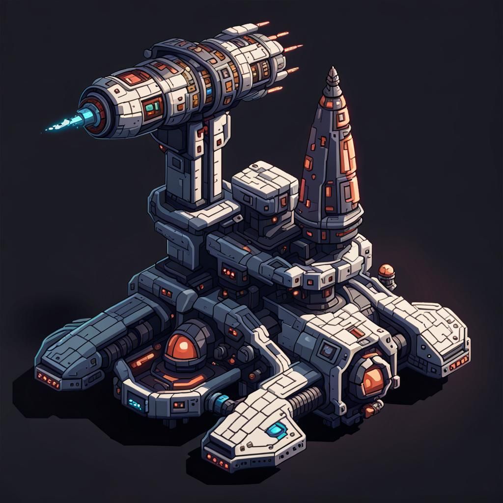 Isometric Pixel Art Spaceship RPG Token