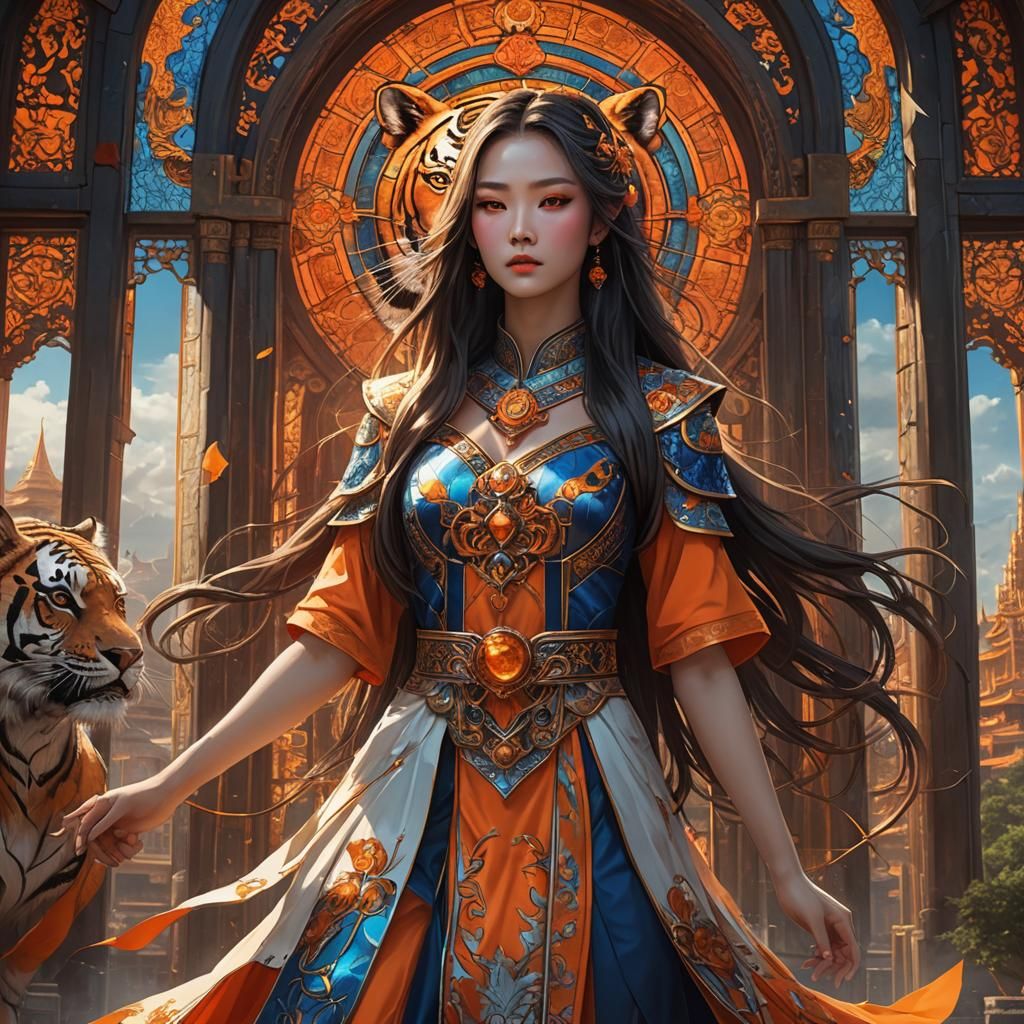 Royals Xianxia tunic in orange. the all-encompassing sky.