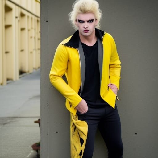 Vampire Warrior in Yellow Attire, Pointy Shoes, and Sinister...