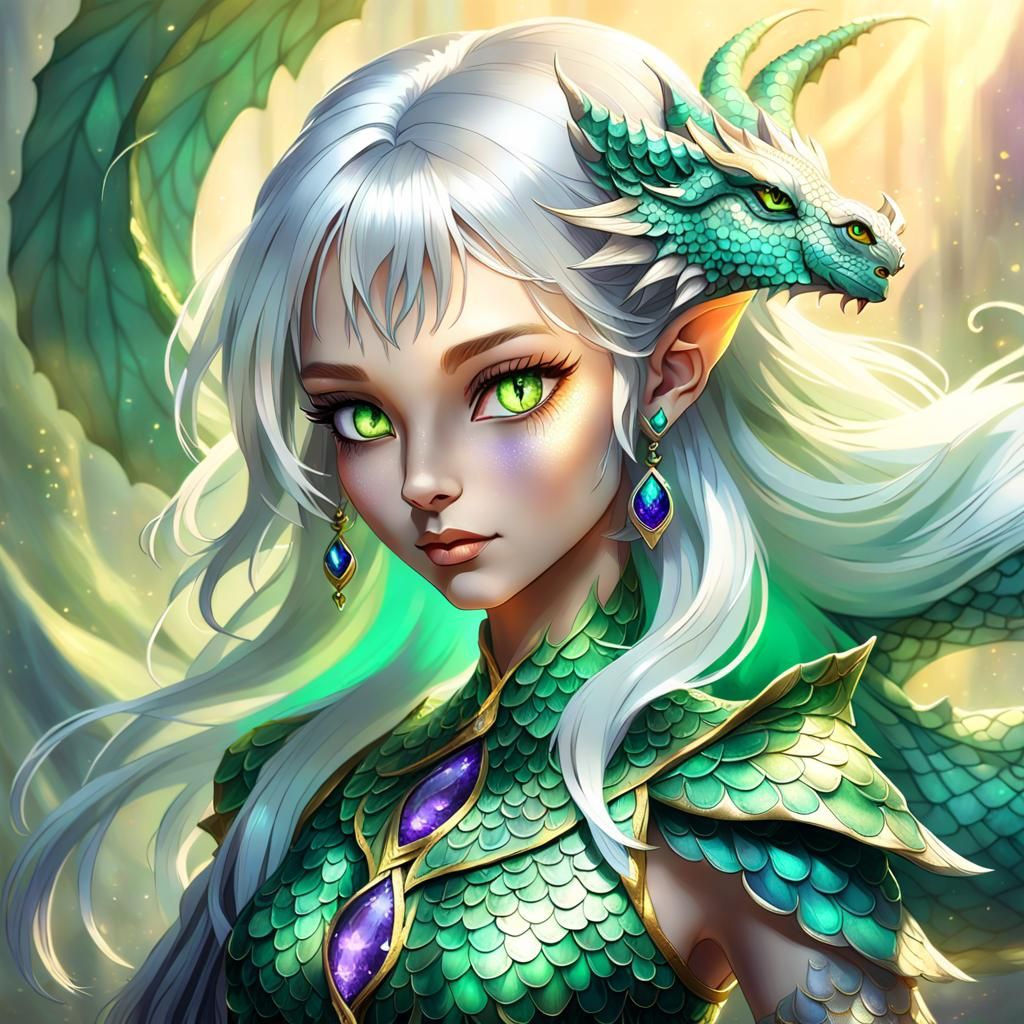 Dragon Girl Portrait with Volumetric Lighting