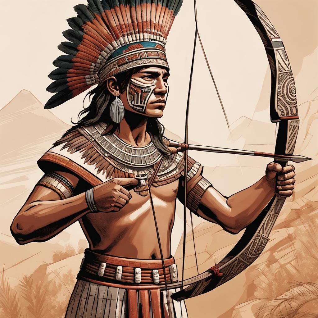 Aztec Archer in Classical Age: Detailed Digital Art