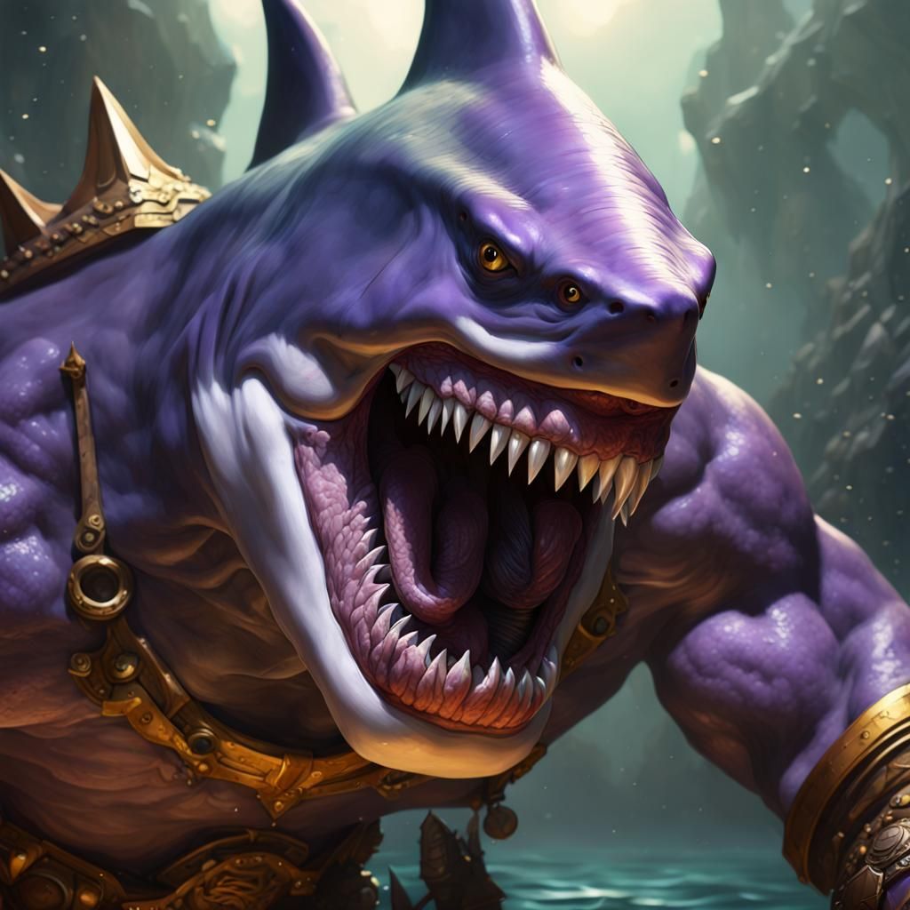 Shark Barbarian Beasthide Shifter in Dark Fantasy Style