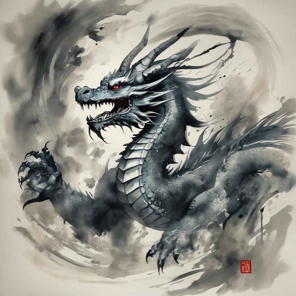 Sumi-e Dragon Illustration