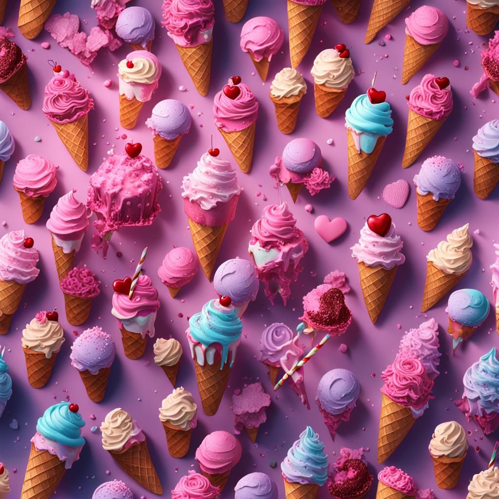 Heart-Shaped Pink Ice Cream Cake Dessert