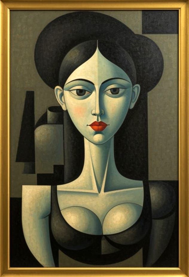 Cubist Woman Masterpiece in Geometric Style