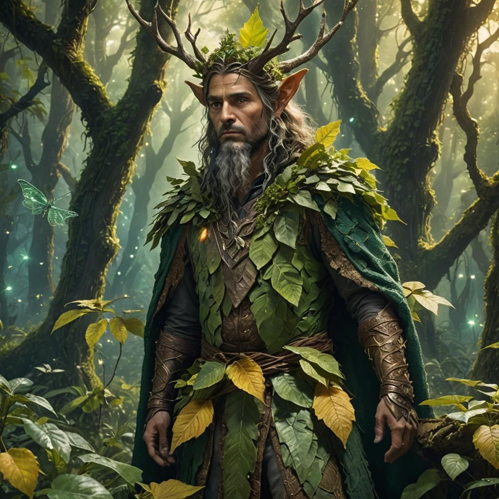 Forest Spirit in Mystical Woodland, Digital Impasto Painting