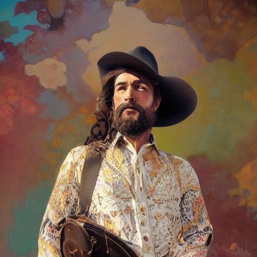 Hyperdetailed Cowboy Portrait in Western Comic Art Style