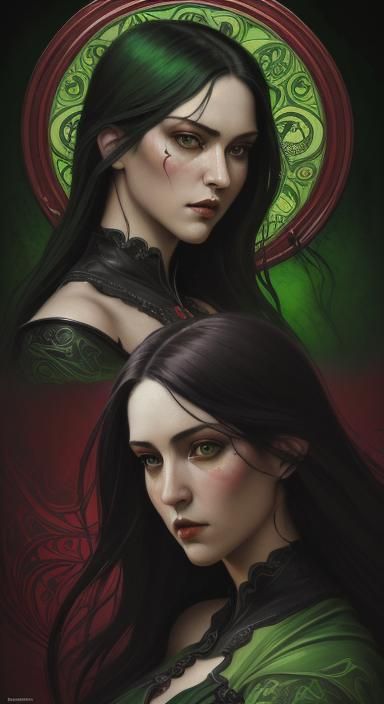 Art Nouveau Portrait of Two Sisters