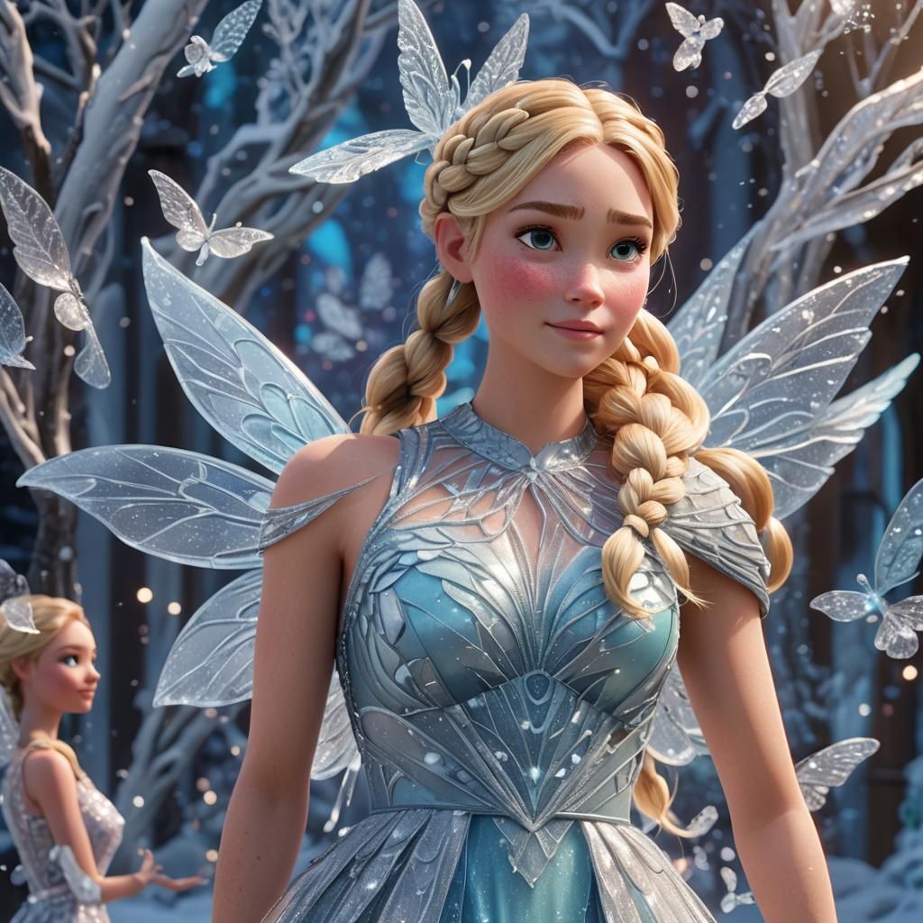 Icy Fairy Girl in Whimsical 3D Digital Art