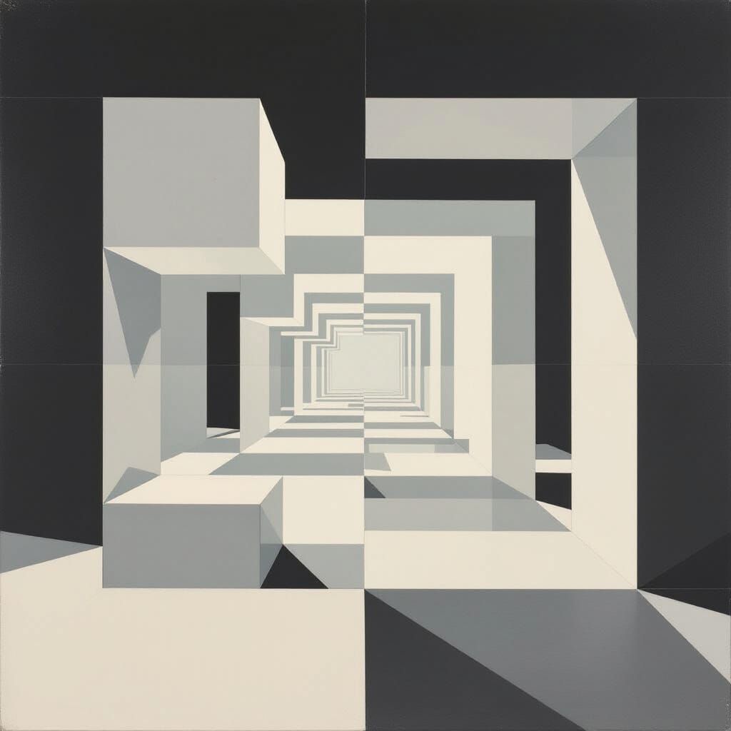 Minimalist Geometric Composition with Graphite Grids