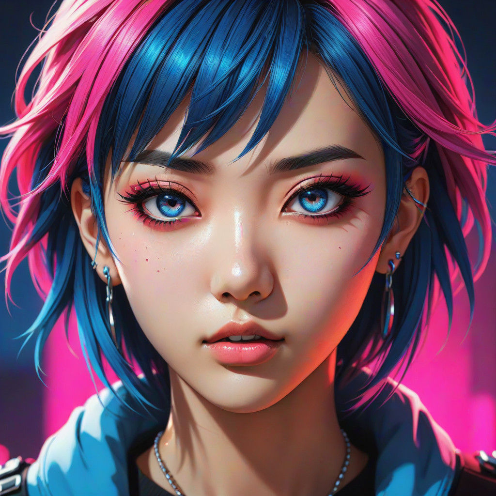 Manga-Inspired Portrait of a Young Asian Woman