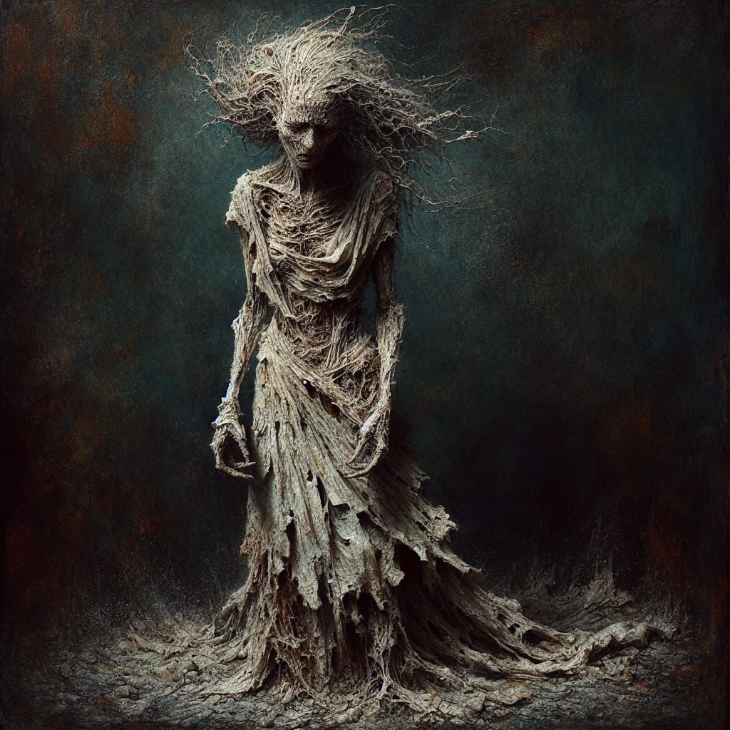 A Fragile, Heartbroken Figure in Grunge Style