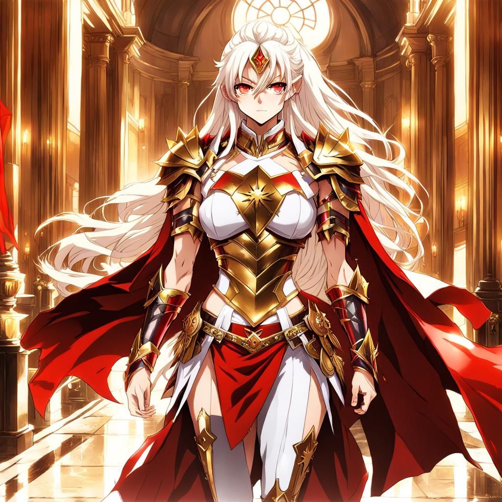 Anime Style Paladin Girl in Luxury Hotel