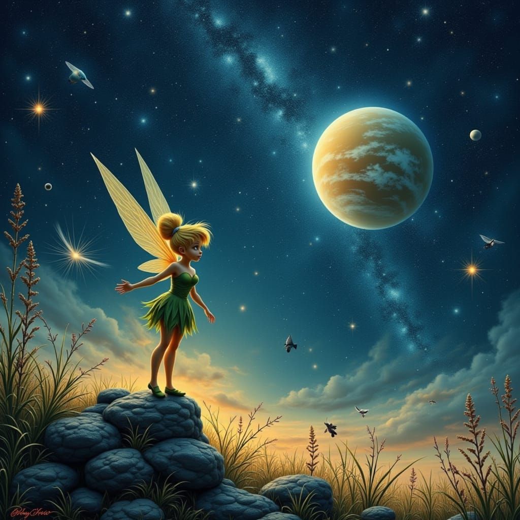 Tinkerbell in Space Art Style