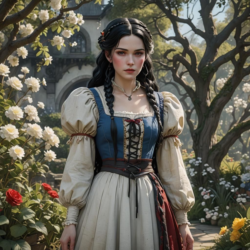 Snow White Portrait in Arthur Rackham Style