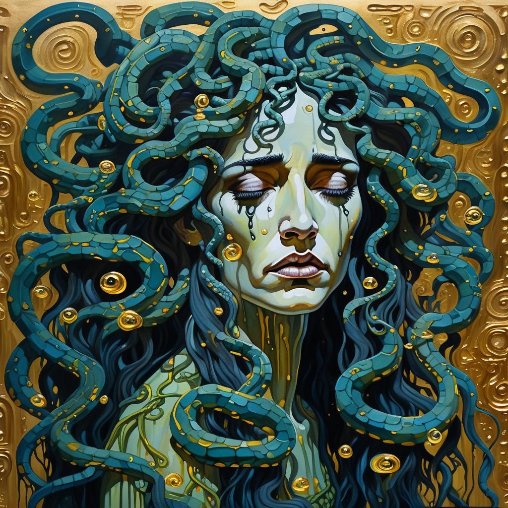 Weeping Medusa in Smoky Bar, Art Nouveau Style