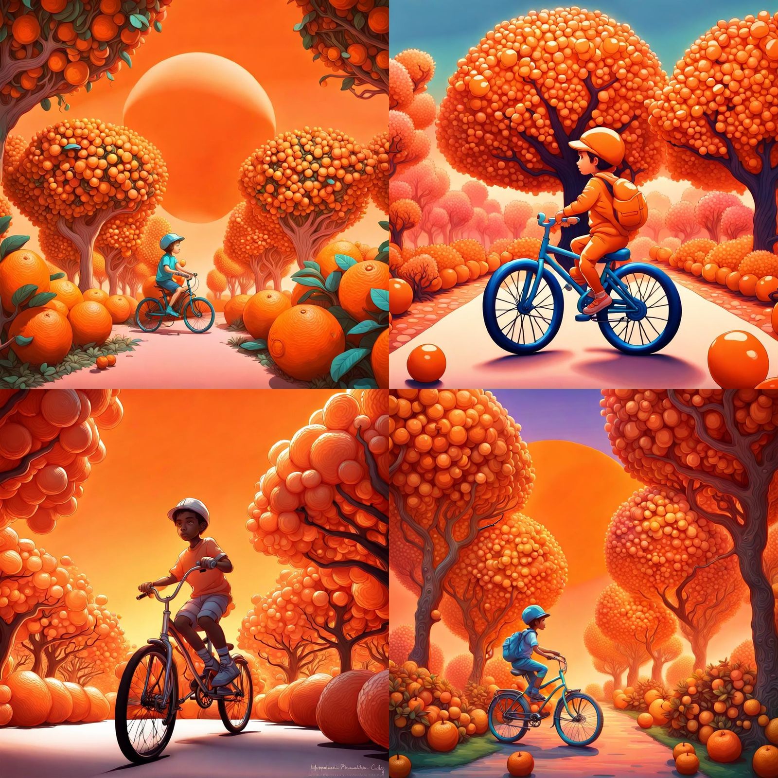 Orange World: A Candy Art Style Digital Illustration