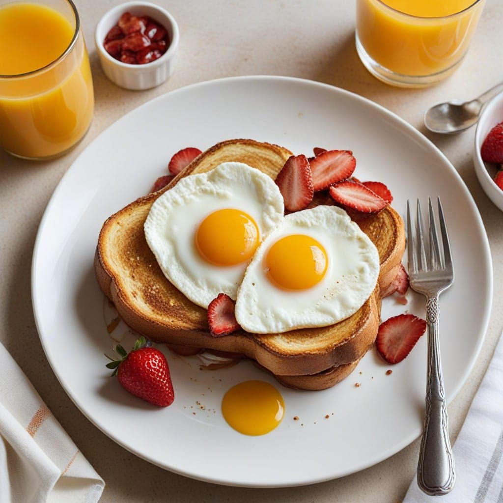 french toast topped with strawberries and whipped cream, fri...