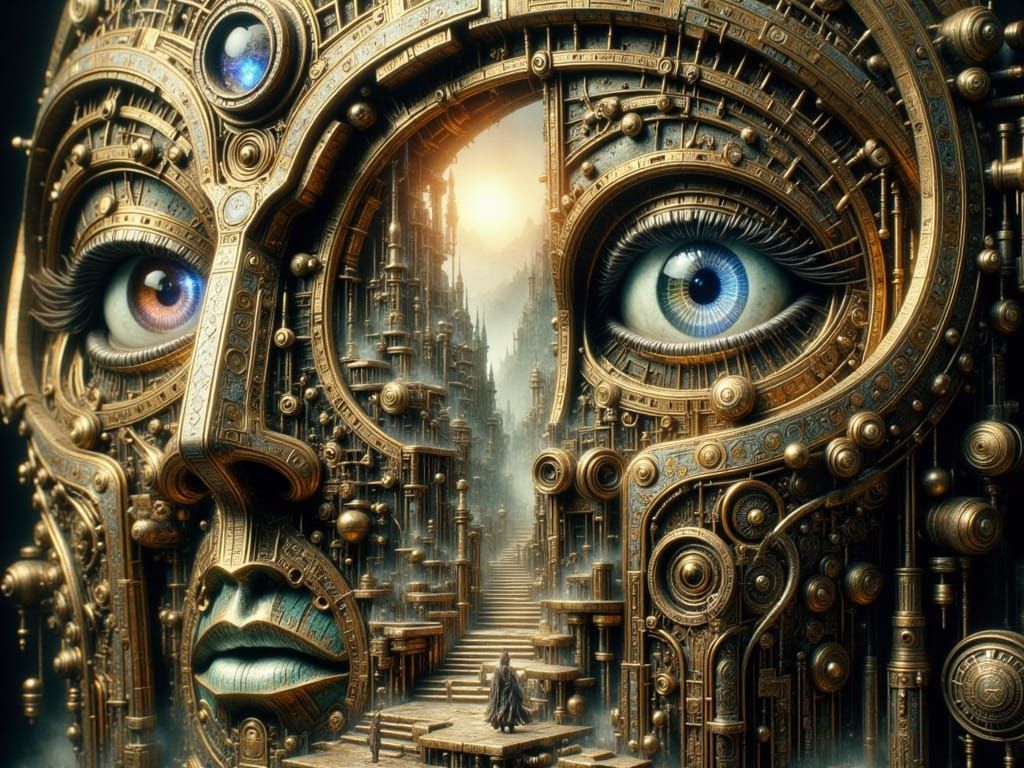 Eldros: The Gilded Seer in Steampunk Fantasy Style