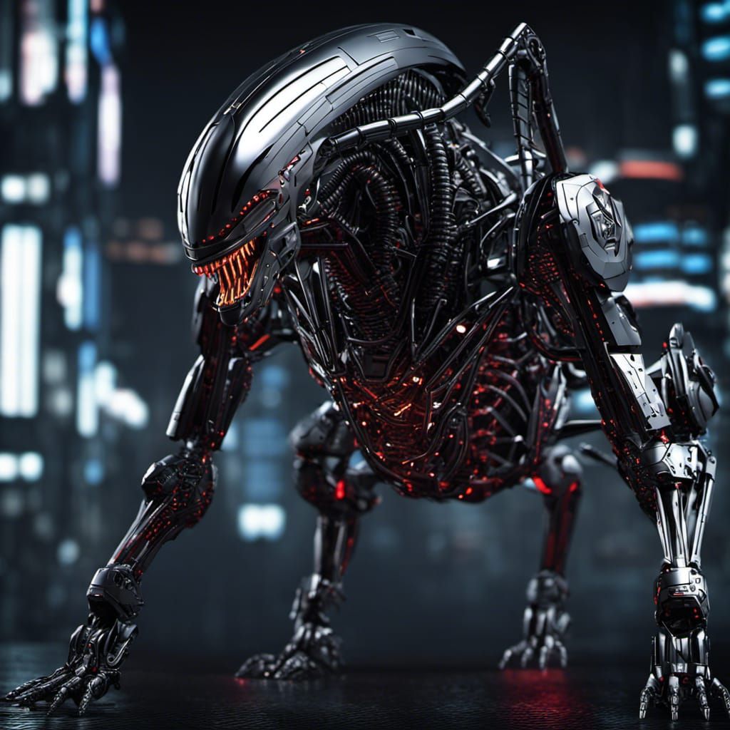 Futuristic Cybernetic Xenomorph Queen Robot