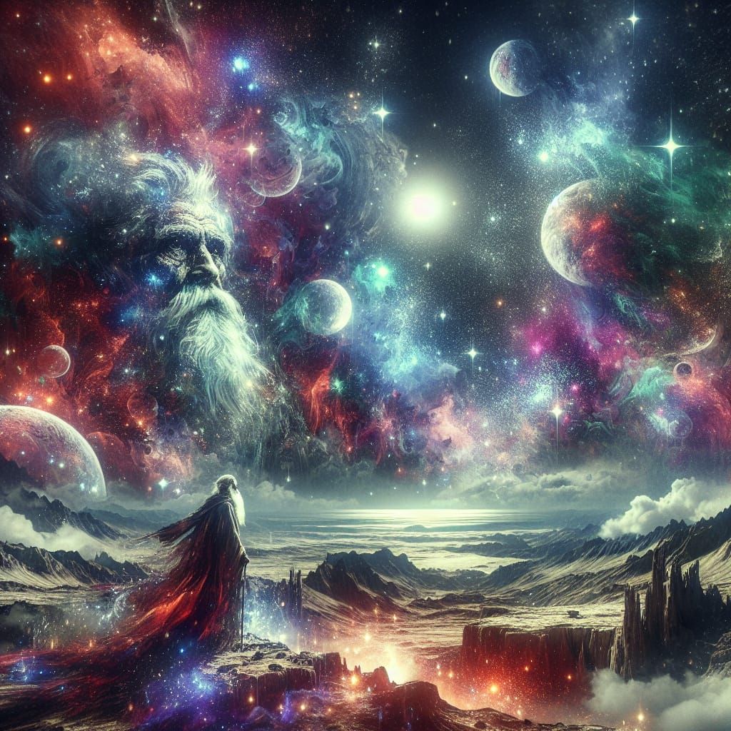 Epic Moonscape with Father Time in Digital Matte Painting