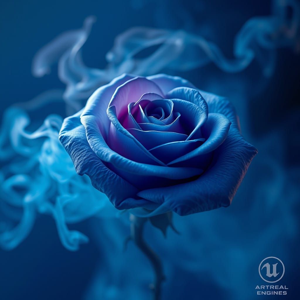 Fantastical Blue Rose in Ethereal Haze