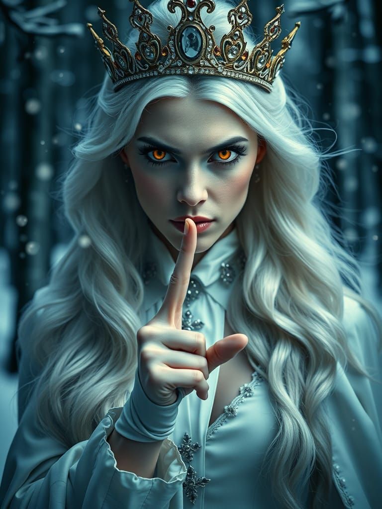 Regal Vampire Queen in Winter Forest