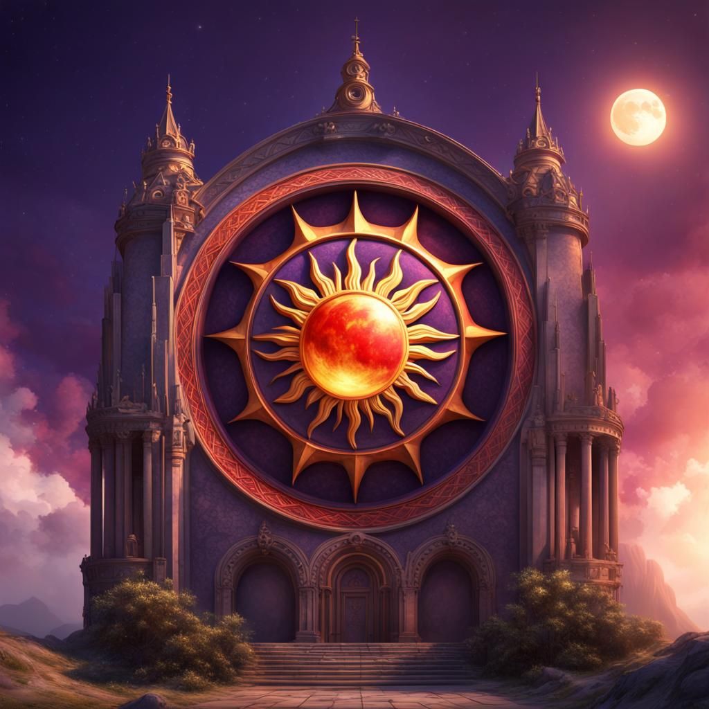 Sun and Moon Faith Symbol in Fantasy Building