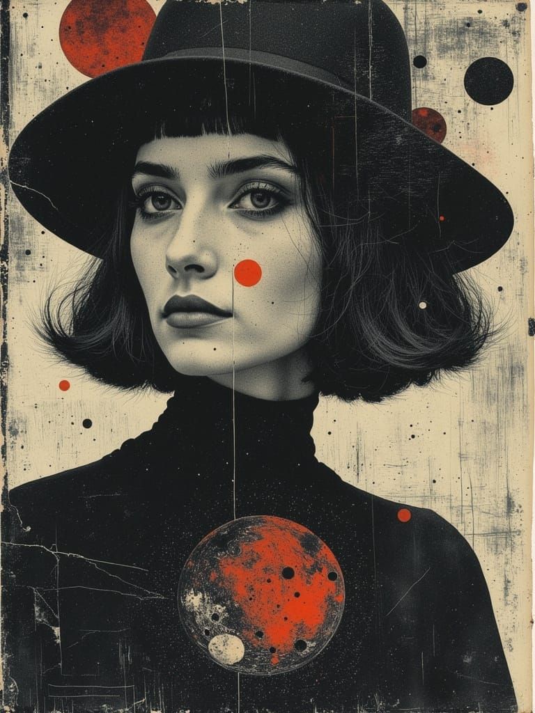 Surreal Pastel Noir Portrait of a Gothic Young Woman