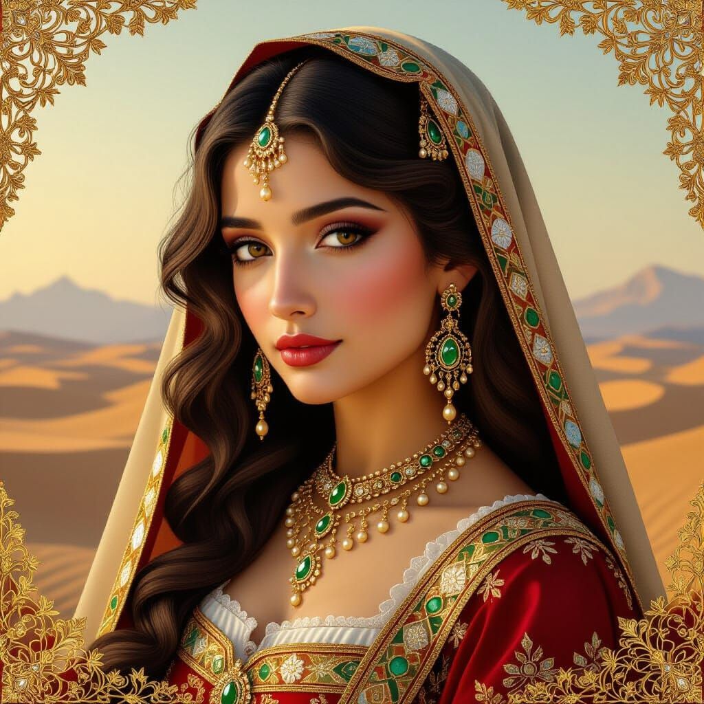 Creamy Desert Texture with Jewels in Da Vinci Style