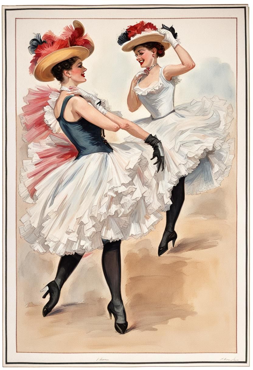 Cabaret : 2 Women dancing the French cancan