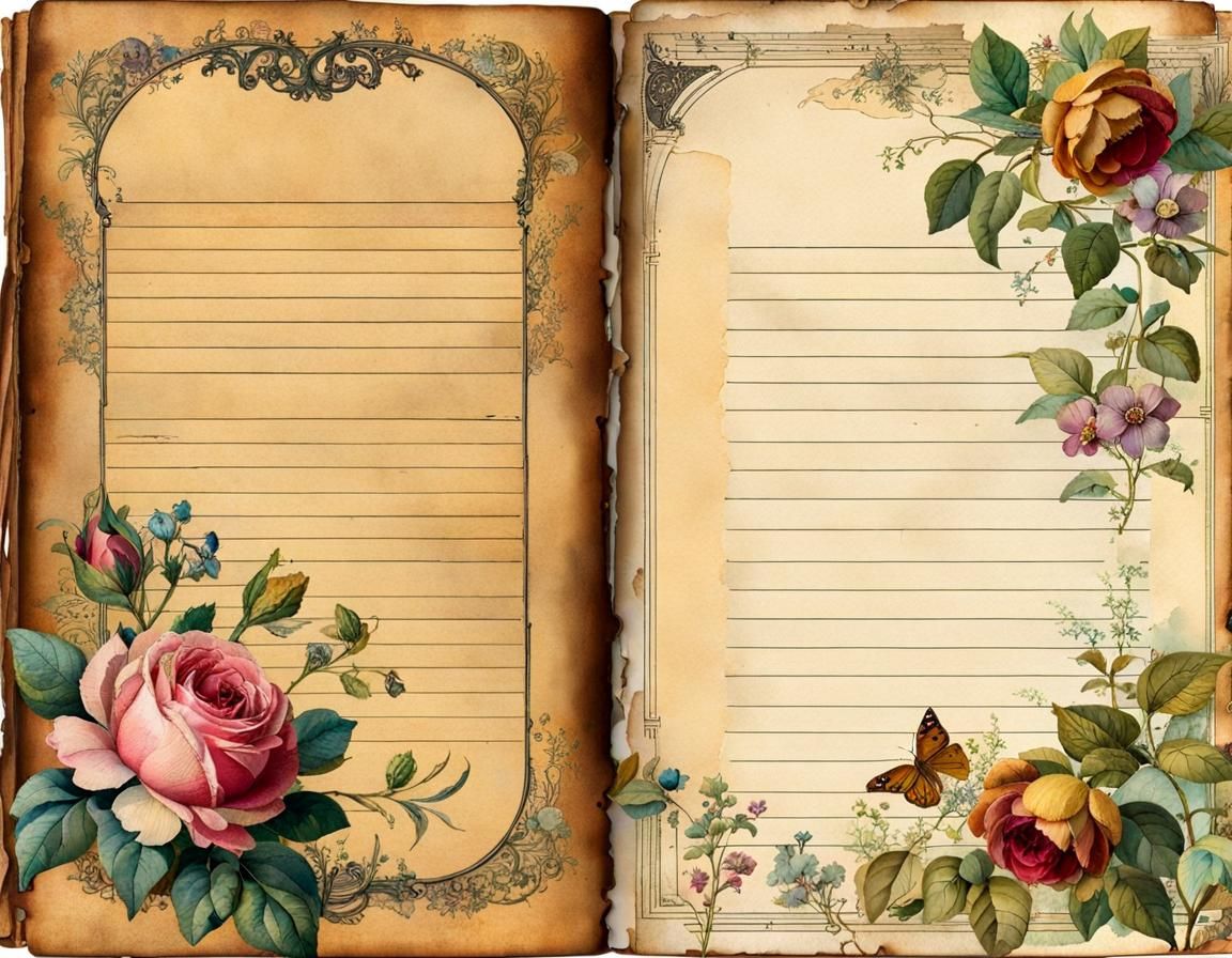 Victorian Journal with Ephemera Collage in Mixed Media