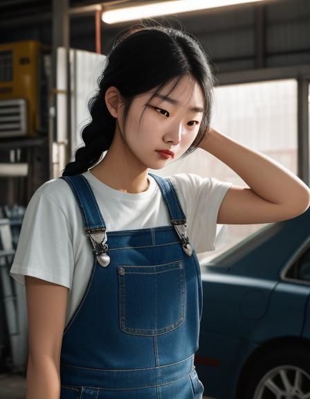Korean Mechanic in LA Garage, Street Style