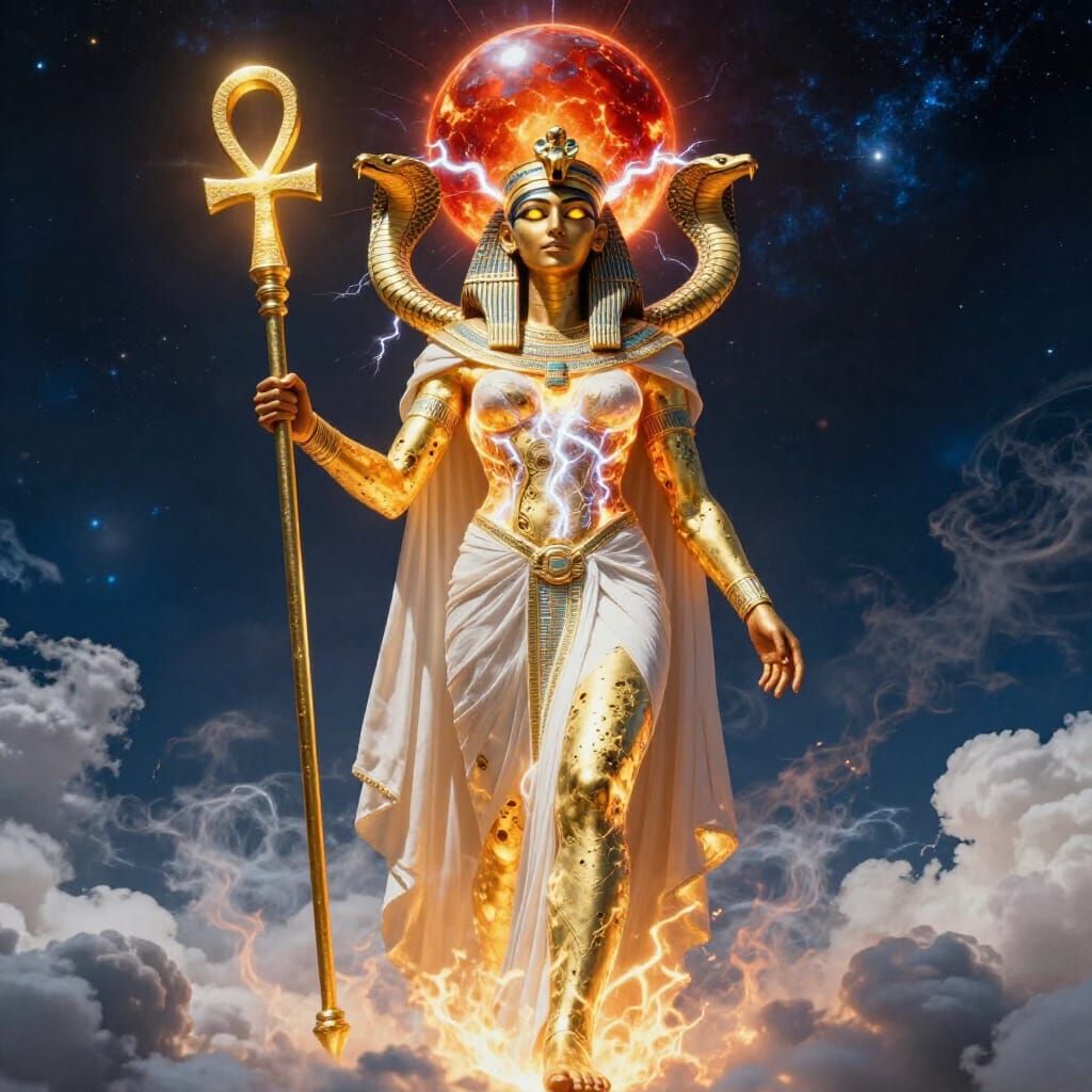 Raet-Tawy Golden Goddess Treading Burning Clouds