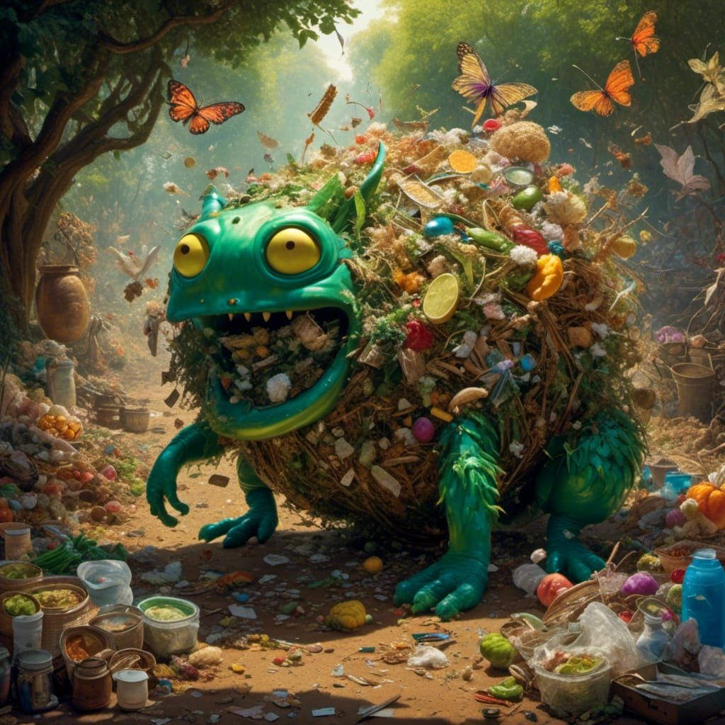 Pickle Monster Feast in Surrealist Garden