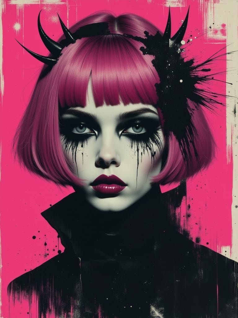 Gothic Despaircore Portrait of a Young Woman