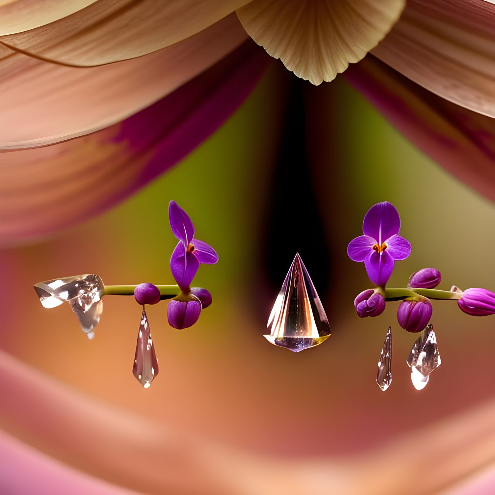 Symmetrical Orchid Dripping Nectar in Crystal Detail